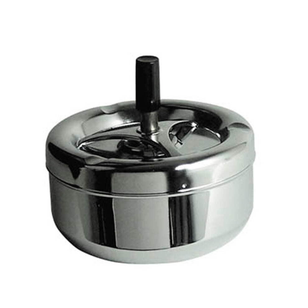 Premier Housewares Chrome Effect Large Spinning Ashtray Black
