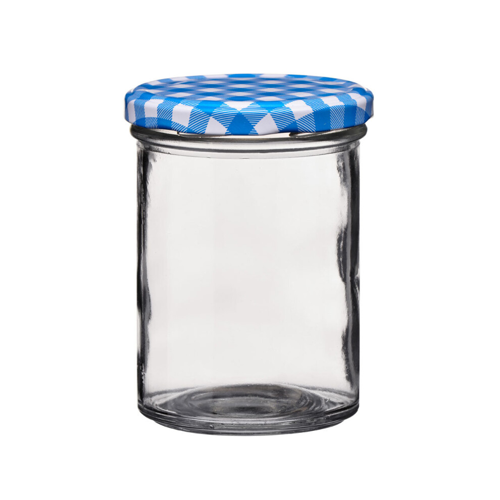 Gingham Jar Blue Gingham Lid Clear Glass Jar