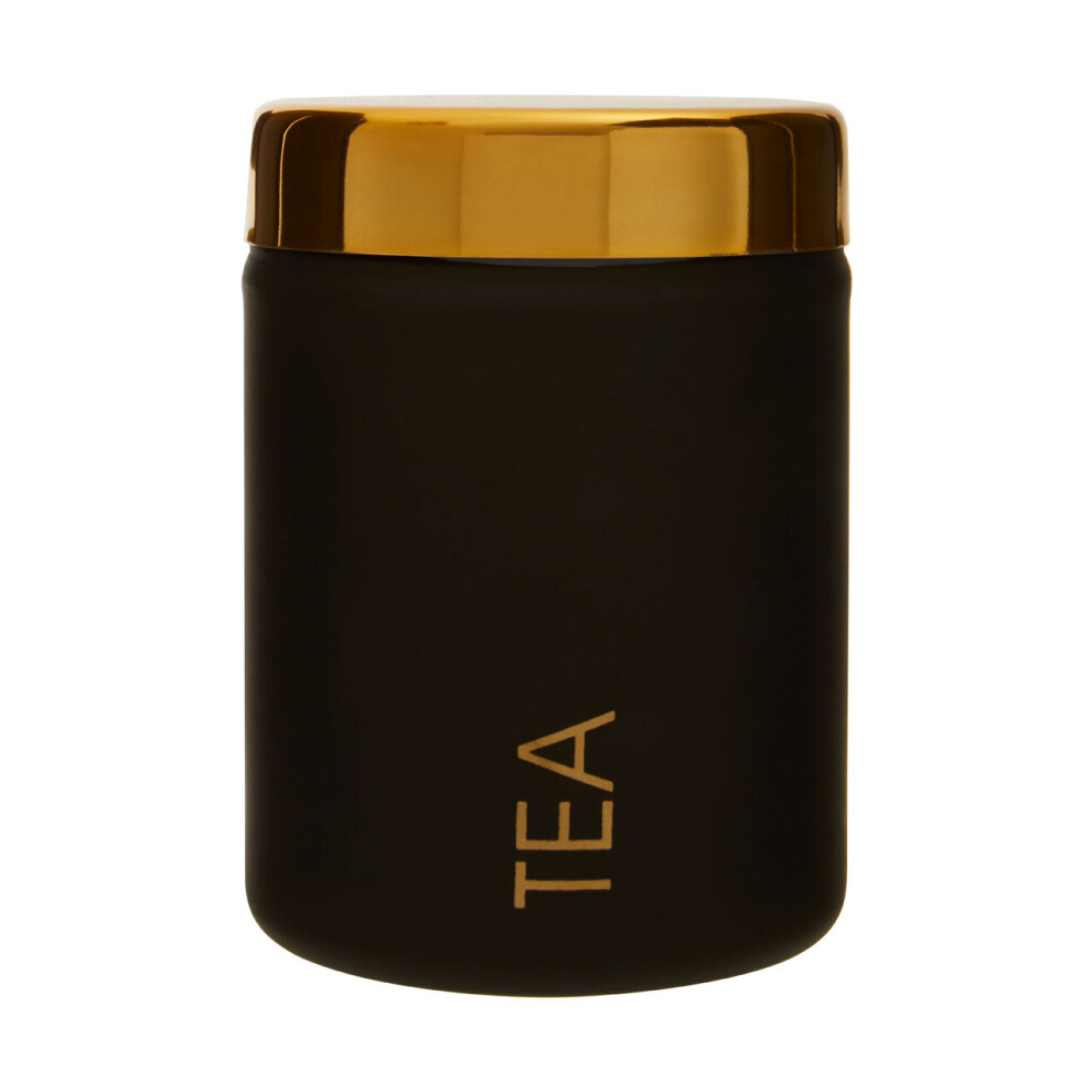 Maison by Premier Liberty Black Enamel Finish Tea Canister