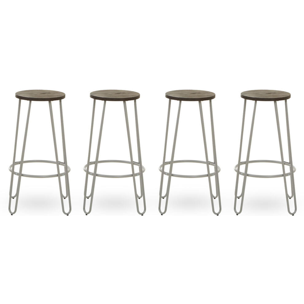 Premier Housewares Grey Finish Metal Bar Stool, Hairpin Stool For Kitchen Counter, Versatile Breakfast Stool For Home