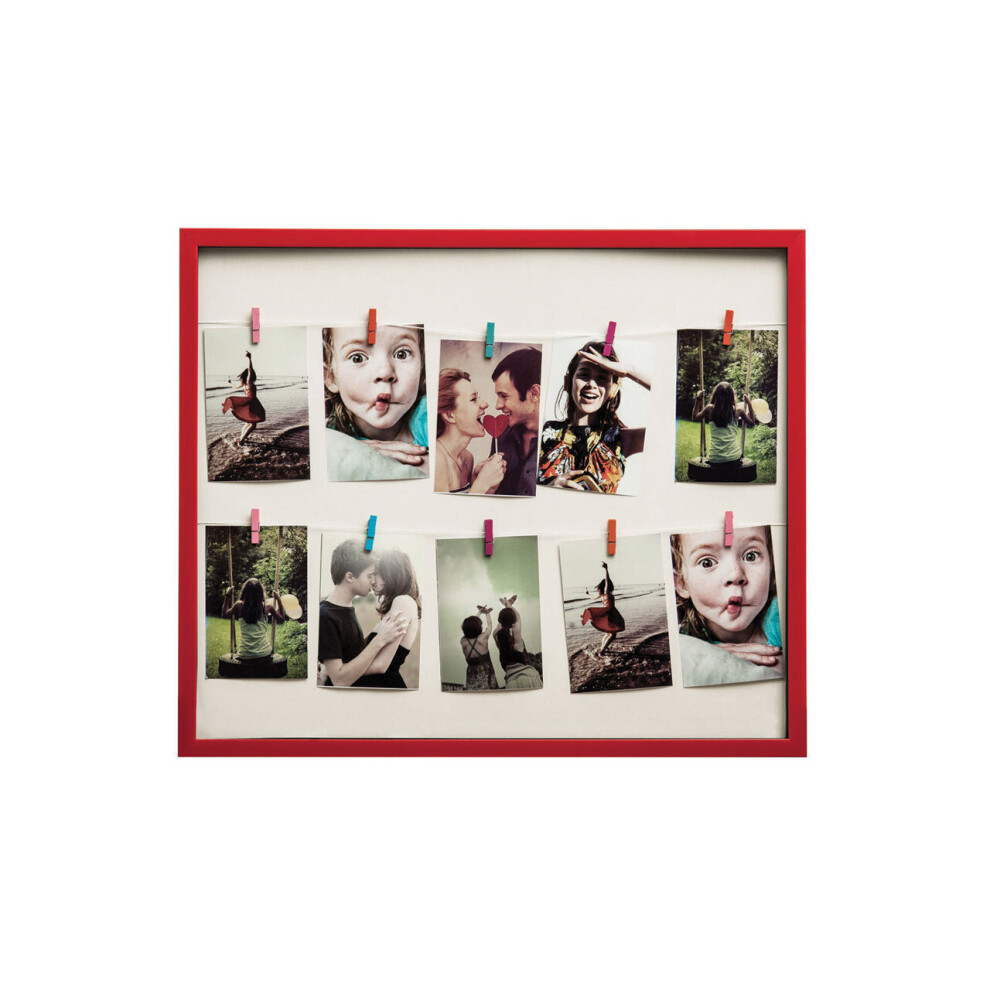 Deep Red 10 Peg Washing Line Photo Frame