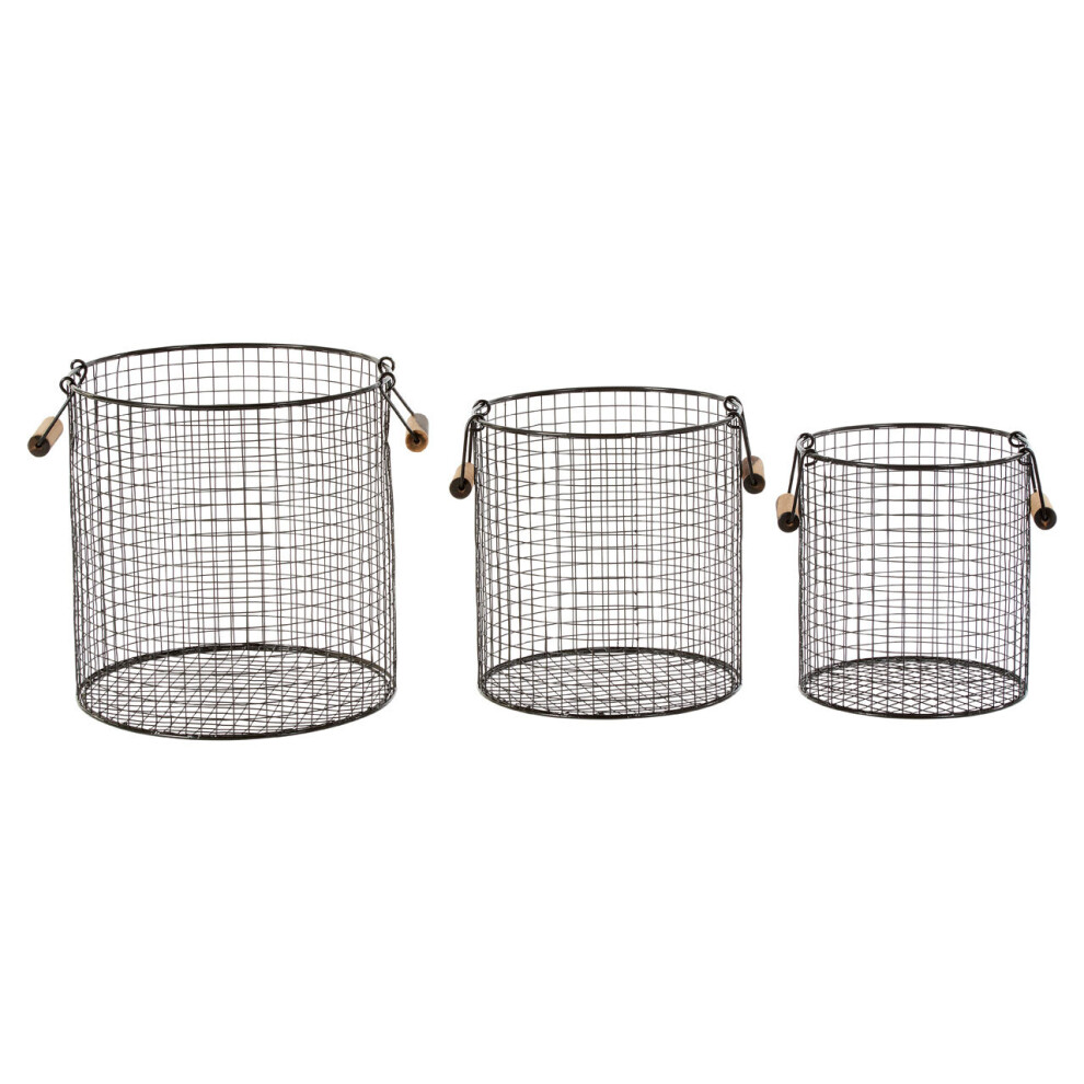 Premier Housewares Black Wire Storage Baskets  Set of 3