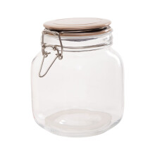 Premier Housewares Square Glass Jar With Champagne Lid - 1050Ml