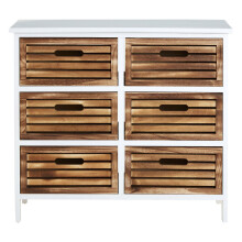 White and Natural 6 Drawer Chest, Contemporary Drawer Chest, 6 Drawers Unit, White 6 Drawer Chest Dresser
