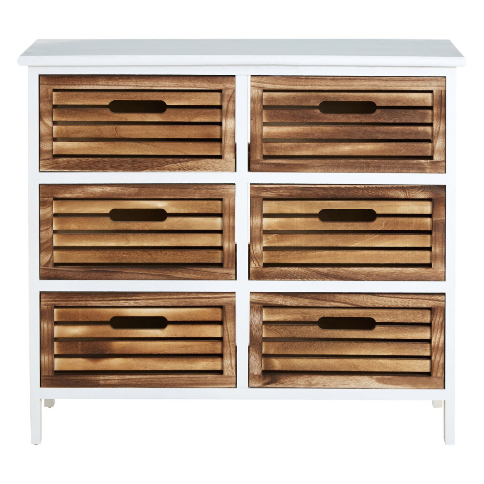 White and Natural 6 Drawer Chest, Contemporary Drawer Chest, 6 Drawers Unit, White 6 Drawer Chest Dresser