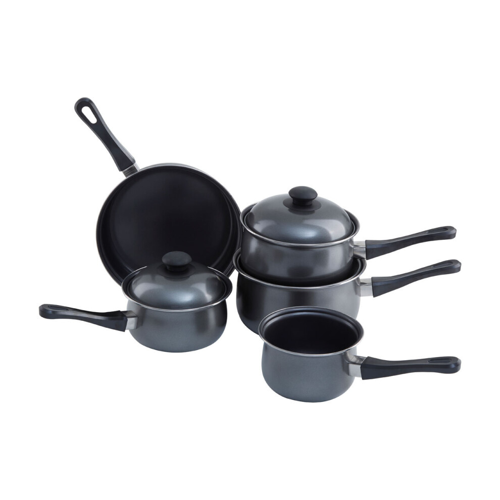 Premier Housewares 5Pc Non-Stick Cookware Set, Kitchen Pots And Pans Set With Lids, Non Stick Cookware Set Dark/Silver