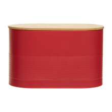 Durable Red Bread Bin, Stylish Design Bread Bin For Dining Table, Natural Bamboo Lid Bread Container