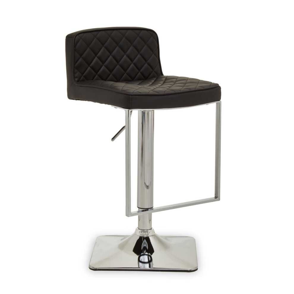 Premier Housewares Baina Black And Gold Bar Stool With Square Base Black,Gold