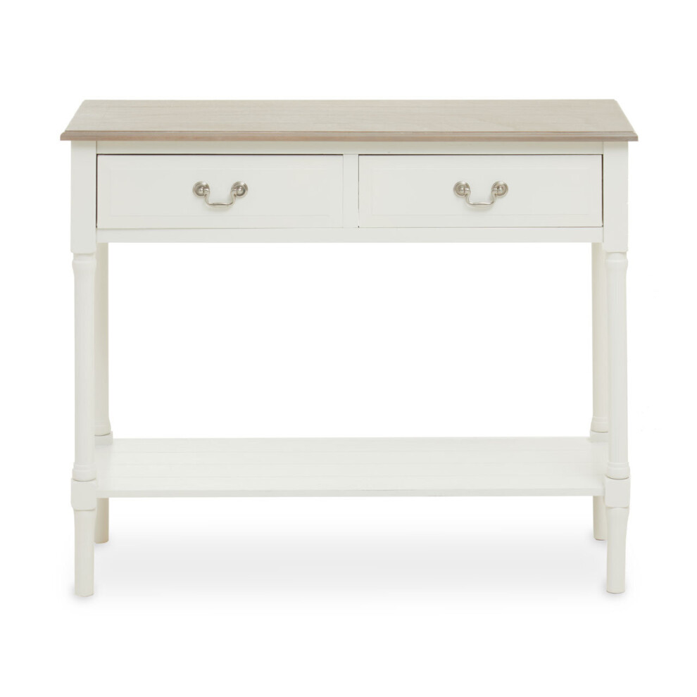 Premier Housewares Console Table For Hallway, Pine Wood Hallway Table For Home Décor, Wood Table With 2 Drawers For Office