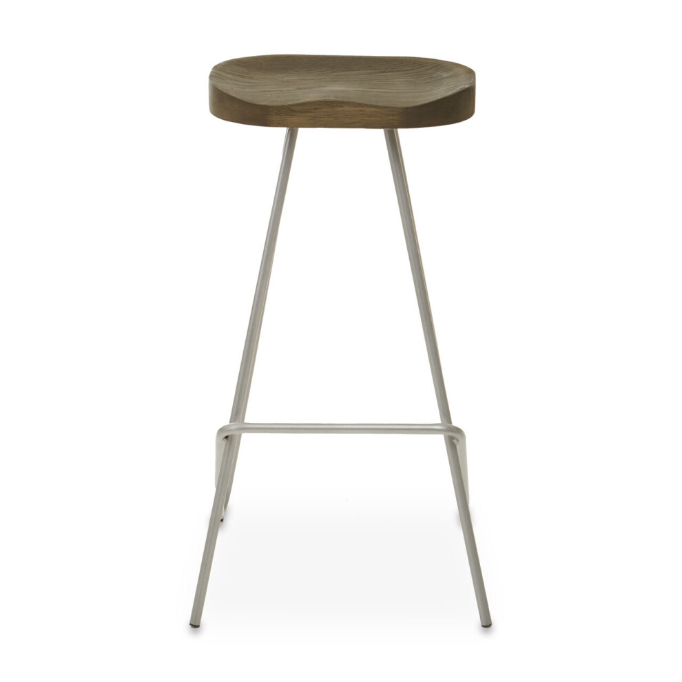 Premier Housewares Metal Frame Bar Stool, Sleek Kitchen Stool With Footrest, Contemporary Stool For Bar Counter Silver