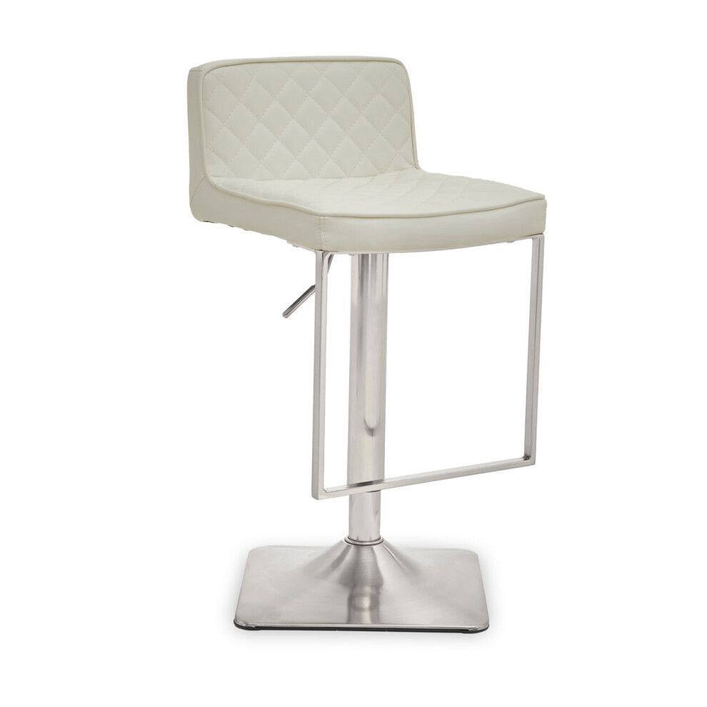 Premier Housewares Baina And Chrome Bar Stool With Square Base White