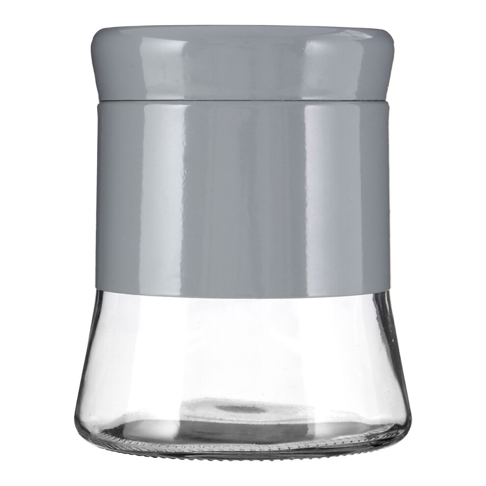 Premier Housewares Steel Wrap Glass Storage Jar - 800Ml Grey