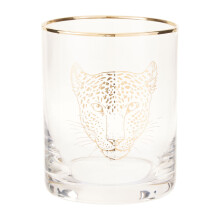 Loepard Print Glass Tumbler, Handcrafted 380ml Tall Tumbler Glassware, Safari-Inspired Tumbler For Wine
