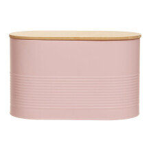 Stylish Design Pink Bread Bin, Durable Bread Bin For Dining Table, Natural Bamboo Lid Bread Container