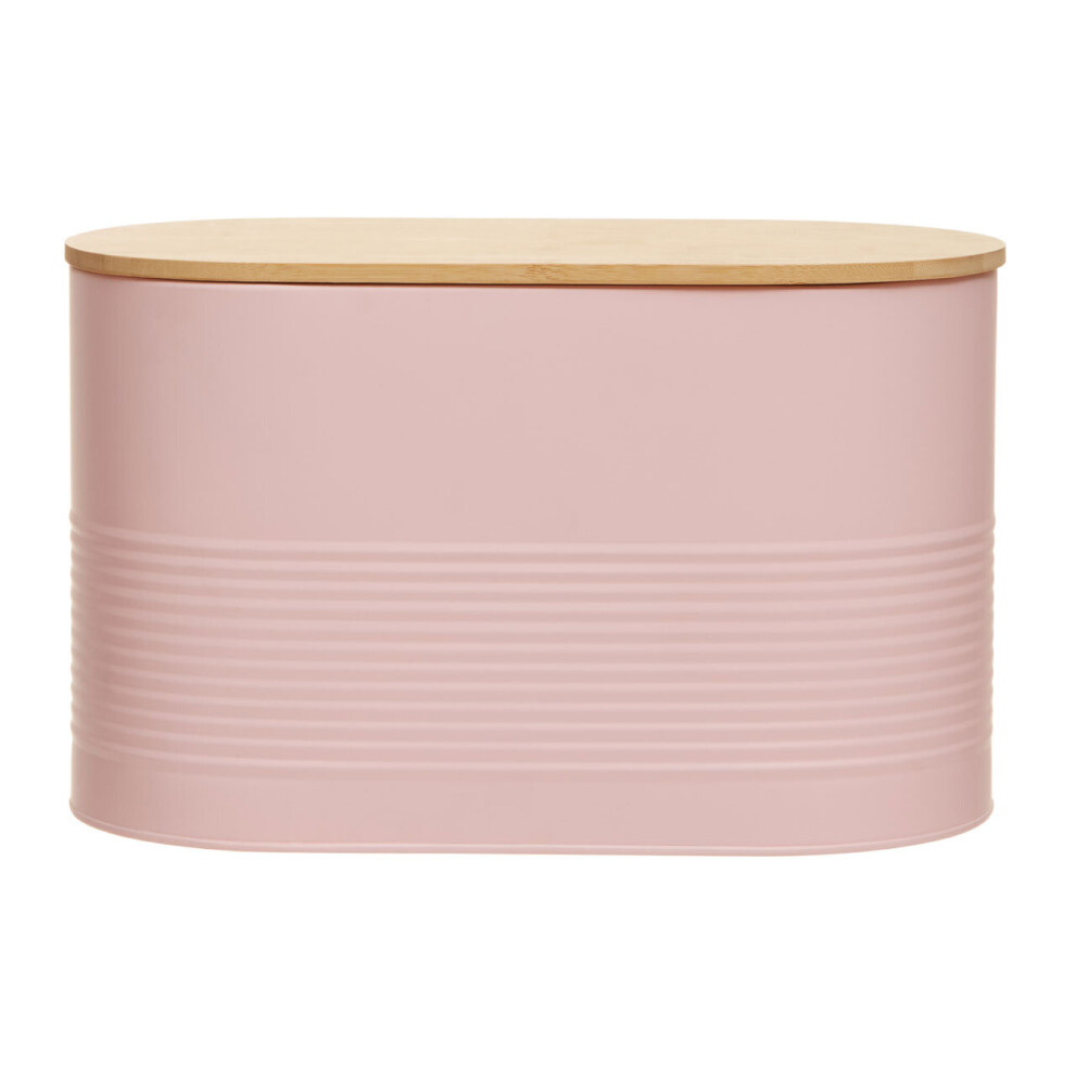 Premier Housewares Stylish Design Bread Bin, Durable Bread Bin For Dining Table, Natural Bamboo Lid Bread Container Pink
