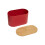Premier Housewares Durable Red Bread Bin, Stylish Design Bread Bin For Dining Table, Natural Bamboo Lid Bread Container 4