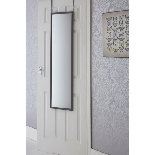 Premier Housewares Versatile  Over Door Grey Plastic Frame Mirror, Sleek Mirror For Home, Durable Arched Mirror For Bedroom 2