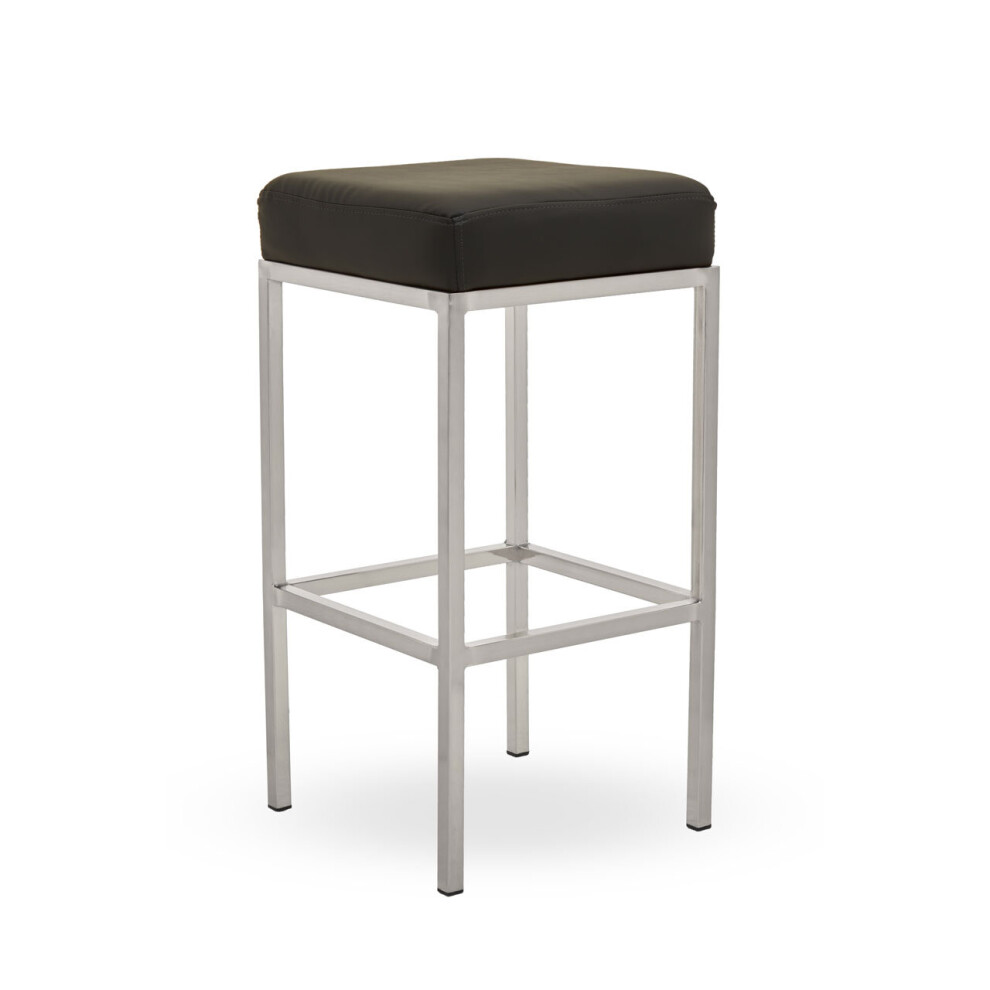 Premier Housewares Baina Pu And Chrome Finish Bar Stool Black