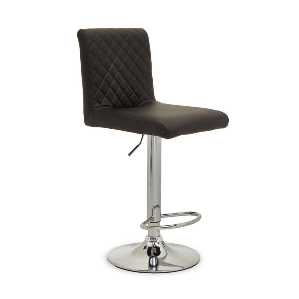 Premier Housewares Baina And Chrome Bar Stool With Round Base Black