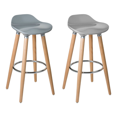Premier Housewares Abs And Beech Wood Bar Stool, Space-Saver Kitchen Bar Stool, Footrest Barstool Bench 1