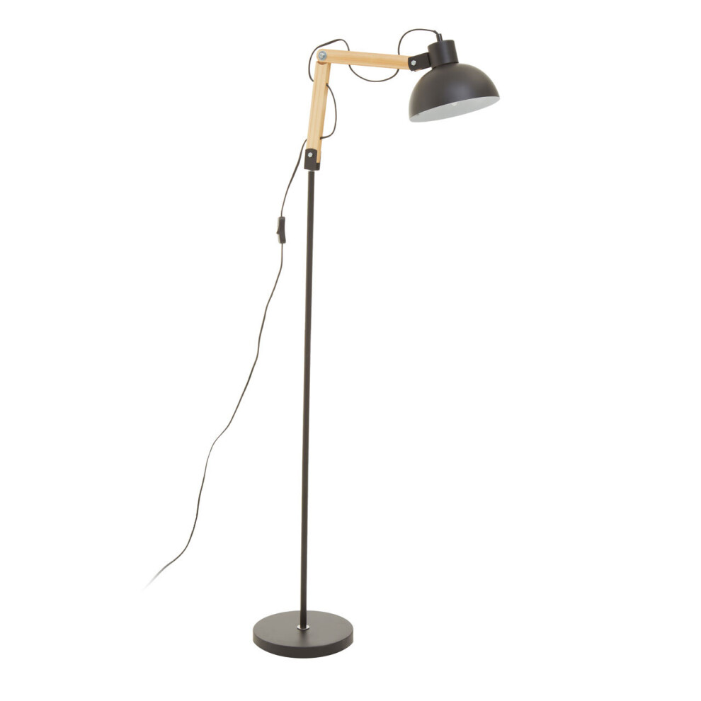 Premier Housewares Highly Manoeuvrable Floor Lamp, Sturdy Design Bedroom Floor Lamp, Contemporary Sleek Modern Lamp Black