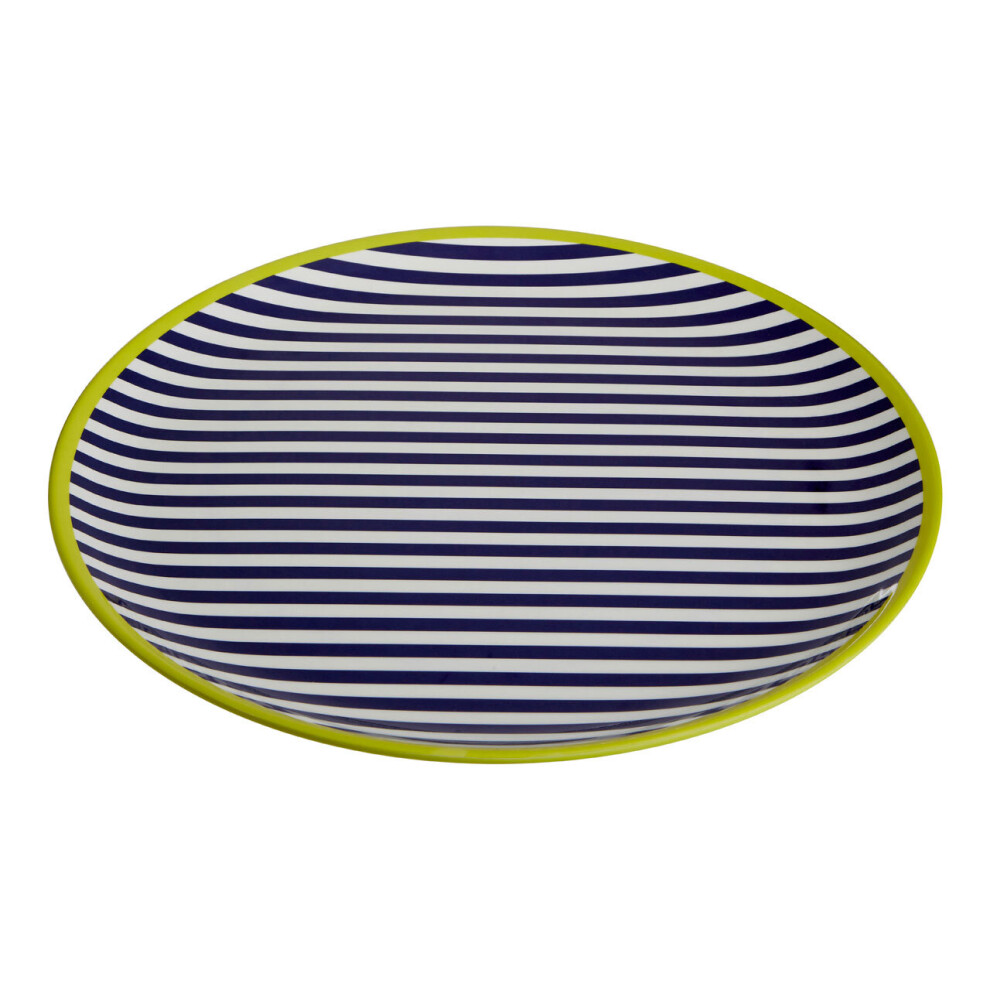 Floral Design Stripe Tray, Curved Contemporary Dining Tray, Functional Breakfast Tray, Versatile Lunch Tray