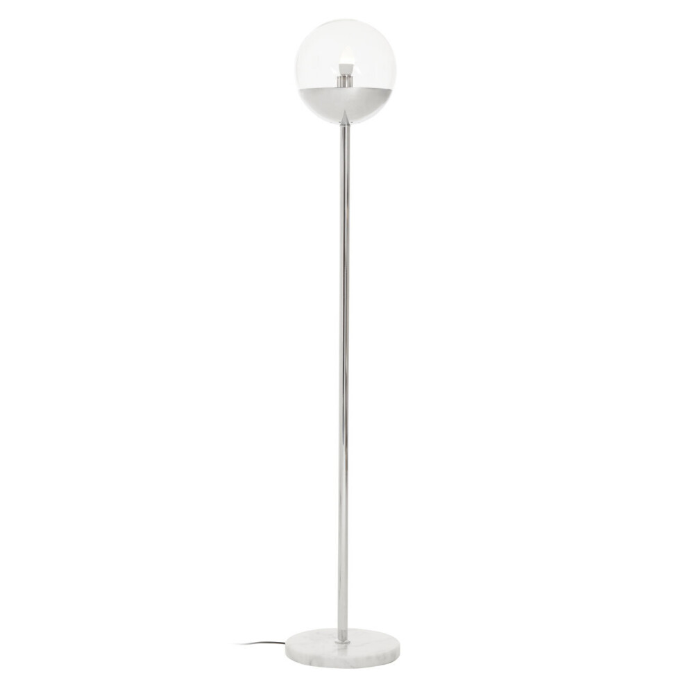 Premier Housewares Minimalist Chrome Finish Metal Floor Lamp, Sturdy And Stable Bedroom Lamp, Versatile Tall Livingroom Lamp