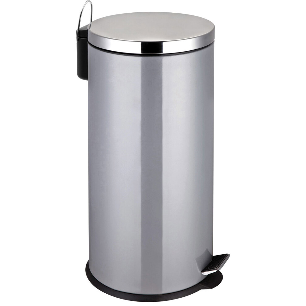 Premier Housewares Grey Stainless Steel Pedal Bin - 30 Ltr