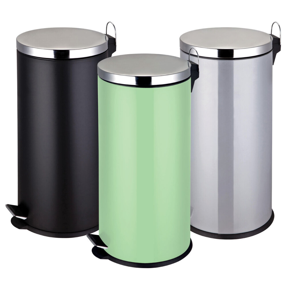Premier Housewares Matt Black Pedal Bin - 30Ltr