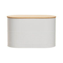 Stylish Design White Bread Bin, Durable Bread Bin For Dining Table, Natural Bamboo Lid Bread Container
