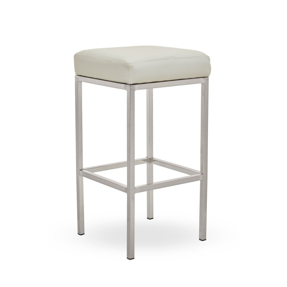 Premier Housewares Baina Pu And Chrome Finish Bar Stool White
