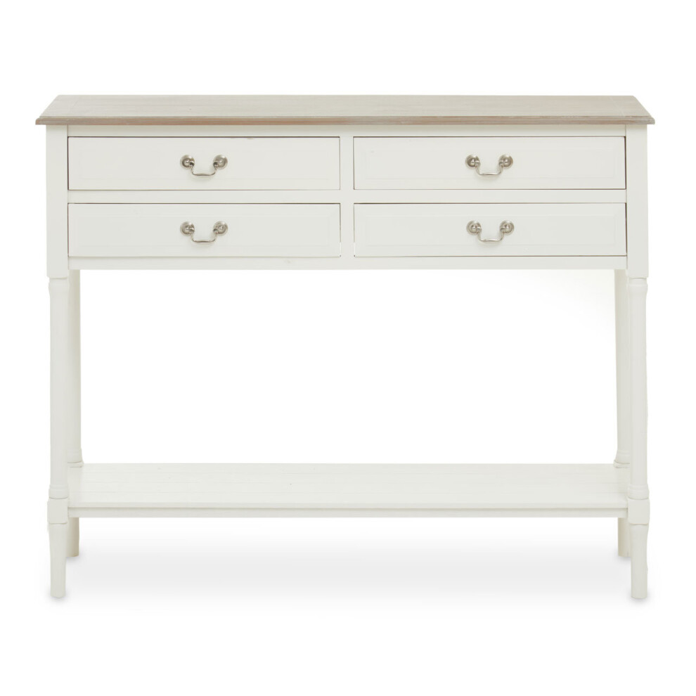 Premier Housewares Console Table For Hallway, Pine Wood Hallway Table For Home Office Décor, Wood Table With 4 Drawers