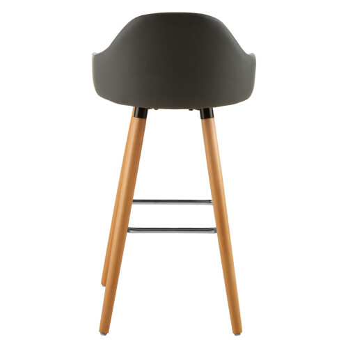 Premier Housewares Grey Faux Leather Bar Stool, Comfortable Seating Leather Barseat, Leather Kitchen Bar Stool 2