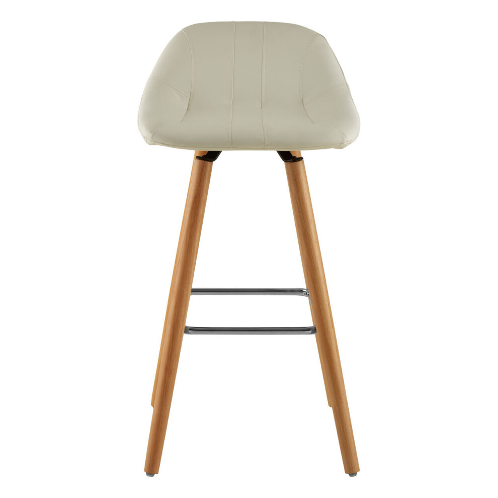 Premier Housewares Faux Leather Bar Stool, Comfortable Seating Bar Stool With Back, Easy To Clean Kitchen Bar Stool White