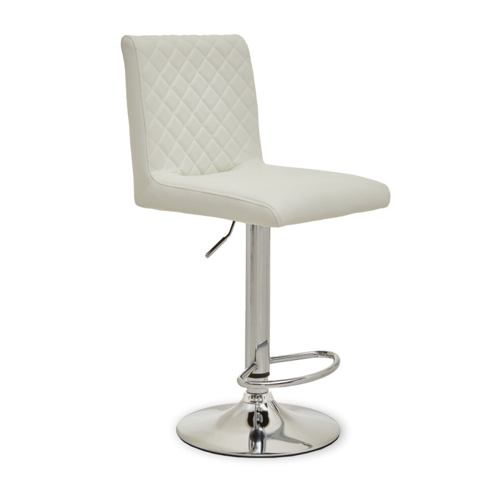 Premier Housewares Baina And Chrome Bar Stool With Round Base White