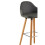 Premier Housewares Grey Faux Leather Bar Stool, Comfortable Seating Leather Barseat, Leather Kitchen Bar Stool 4