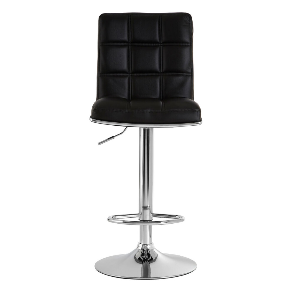 Premier Housewares Faux Leather Bar Chair, Backrest Breakfast Bar Chair, Footrest Living Bar Chair Kitchen Black