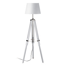 Premier Housewares Jasper White Wood Floor Lamp with EU Plug