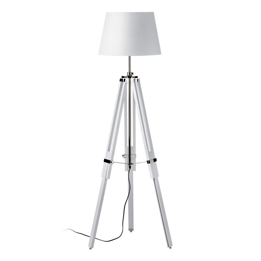 Jasper White Wood Floor Lamp with EU Plug