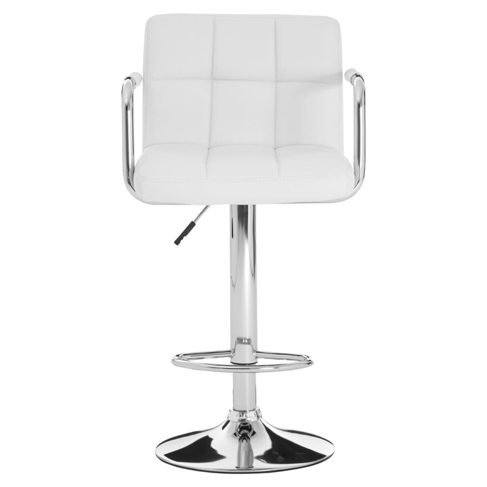 Premier Housewares Velvet Bar Chair, Comfortable Seating Breakfast Bar Chair, Footrest Living Bar Chair Kitchen White