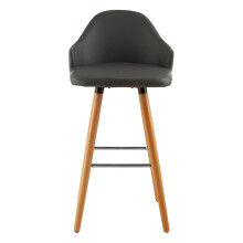 Grey Faux Leather Bar Stool, Comfortable Seating Leather Barseat, Leather Kitchen Bar Stool