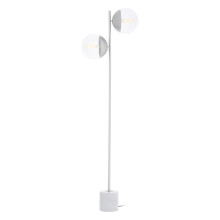 Sturdy Chrome Finish 2 Light Floor Lamp, Minimalist Bedroom Lamp, Double Glass Globe Tall Lamp On Floor