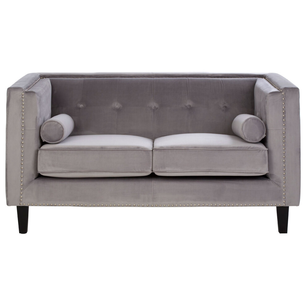 Premier Housewares Felisa 2 Seat Grey Velvet Sofa