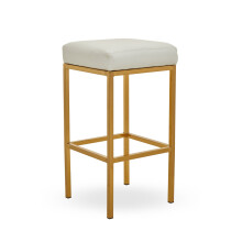 Premier Housewares Baina White Pu And Gold Finish Bar Stool
