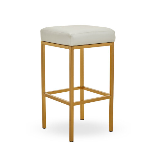 Premier Housewares Premier Housewares Baina White Pu And Gold Finish Bar Stool