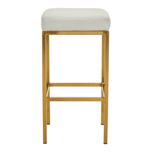 Premier Housewares Premier Housewares Baina White Pu And Gold Finish Bar Stool 1