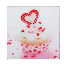 Premier Housewares Cupcake Glass Print with Multicoloured Base