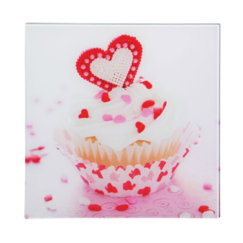 Premier Housewares Premier Housewares Cupcake Glass Print with Multicoloured Base
