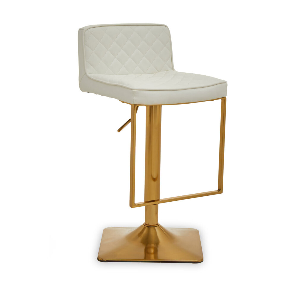 Premier Housewares Baina White And Gold Bar Stool With Square Base White,Gold