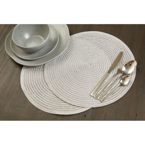 Premier Housewares Premier Housewares Round Silver Thread Woven Placemat 1